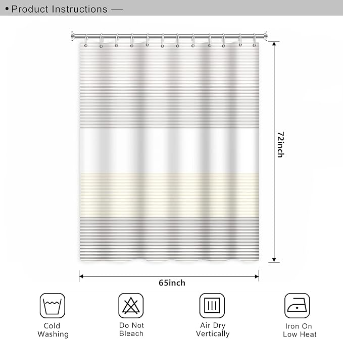 Abstract Stripes Shower Curtain for Bathroom Brown and Yellow Lines Geometric Pattern Bath Curtain Waterproof Polyester Fabric Shower Curtains with Hooks Modern Home Decorative, 65x72 Inch