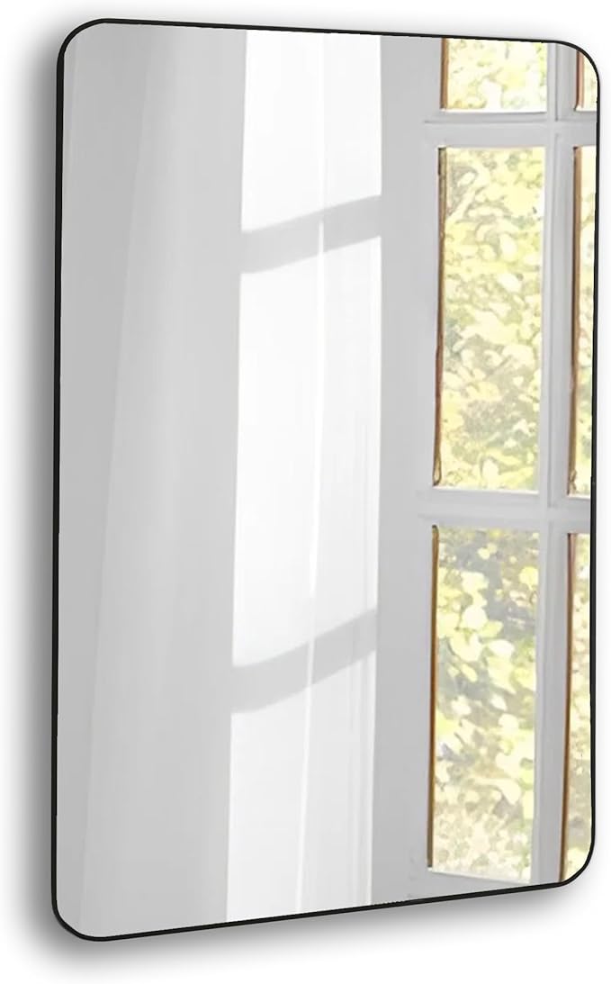 CULER Black Bathroom Wall Mirror,20 x 30 Inch Rectangle Vanity Modern Tempered Glass Mirror for Bedroom,Living Room,Entryway (20x30 Inch, Black)