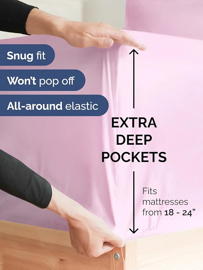 Extra Deep Cal King Sheet Set - 6 Piece Breathable and Cooling Sheets - Hotel Luxury Bedding for Women, Men, Kids & Teens - Easy & Secure Fit - Soft and Wrinkle Free - Extra Deep Pockets - Light Pink