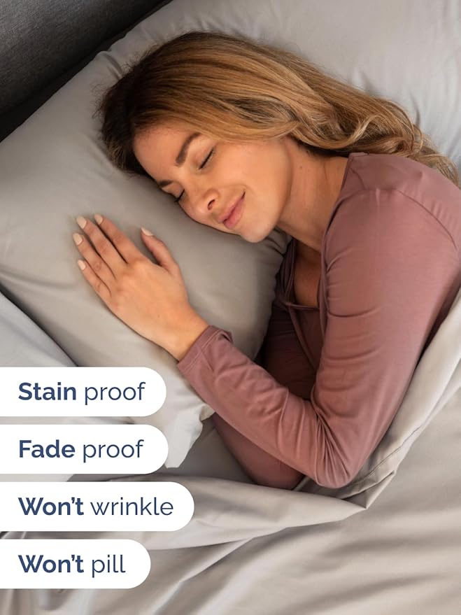 Extra Deep Twin Sheet Set - 4 Piece Breathable and Cooling Sheets - Hotel Luxury Bedding for Women, Men, Kids & Teens - Easy & Secure Fit - Soft, Wrinkle Free & Comfy - Extra Deep Pockets - Light Grey