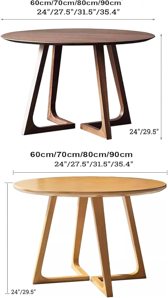 Mid Century Modern Dining Table Round Solid Wood Kitchen Dining Room Tables Rustic Pedestal Table Small Leisure Coffee Table for 2,4 People for Living Room(Walnut Color,80 * 75cm)