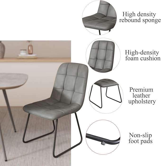 ZckyCine Modern Extendable Dining Table Set, 63''-79'', Gray Wood Table with 6 Gray Leather Chairs, Stylish & Comfortable, Seats 6, Ideal for Dining Room & Kitchen