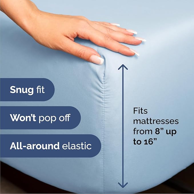 Cal King Size 4 Piece Sheet Set - Comfy Breathable & Cooling Sheets - Hotel Luxury Bed Sheets for Women & Men - Deep Pockets, Easy-Fit, Soft & Wrinkle Free Sheets - Light Blue Oeko-Tex Bed Sheet Set