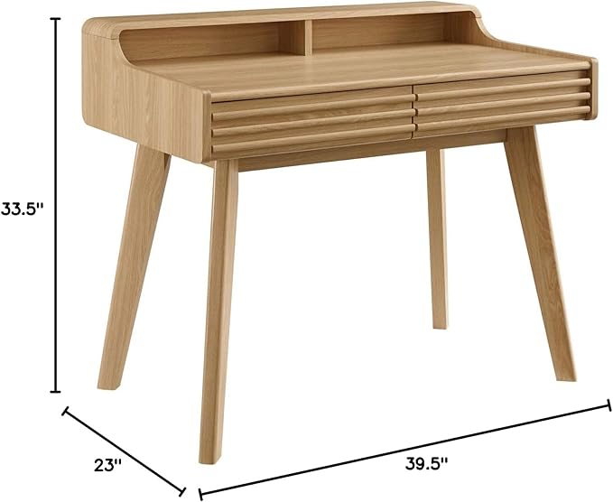 Modway Render Mid-Century Modern Office, Writing Desk, Oak
