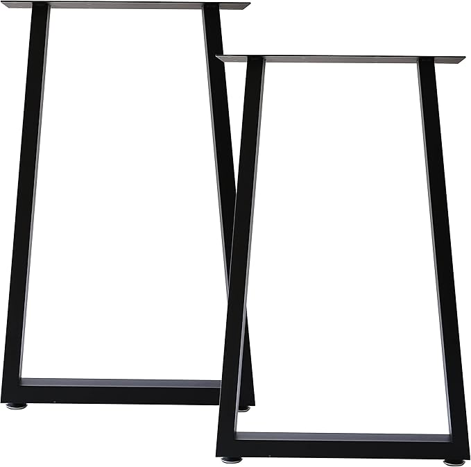 Metal Table Legs Desk Legs, Heavy Duty Square Tube Iron Desk Legs, DIY Furniture Legs for Dining Table, Coffee Table, Computer Desk, Workbench, Meeting Room Table, Set of 2, Black (U)