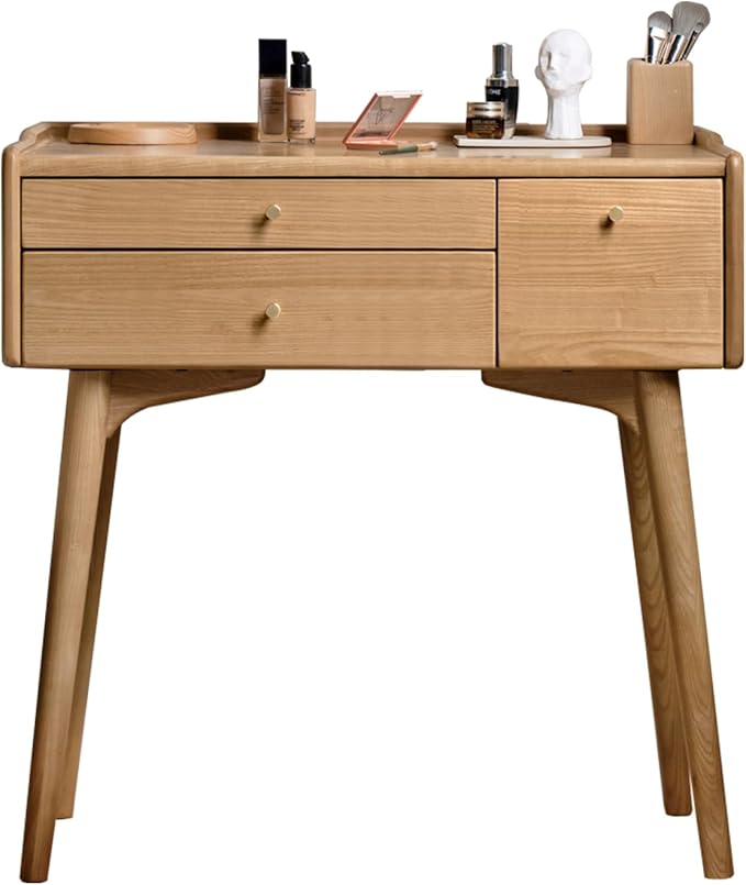 Small Vanity Desk, Solid Wood Dressing Table with Drawer Divider, Study Desk and Vanity Desk for Bedroom, 18" D x 40" W x 32" H