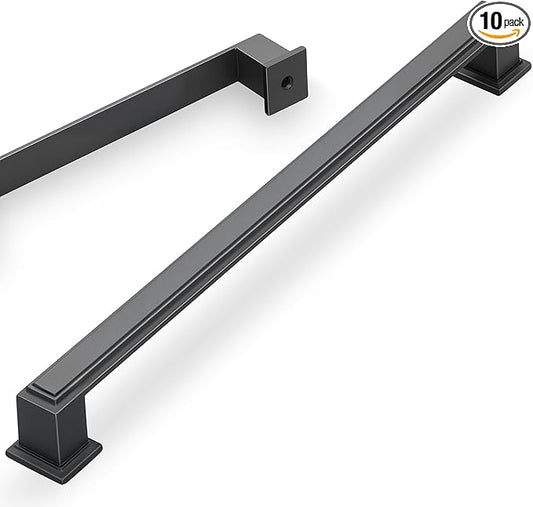 10 Pack 10 Inch(254mm) Hole Center Matte Dark Gunmetal Gray Modern Cabinet Pulls Kitchen Cabinet Handles Kitchen Cabinet Hardware Timeless Drawer Pulls for Dresser Cupboard Wardrobe, Gray(10x10)