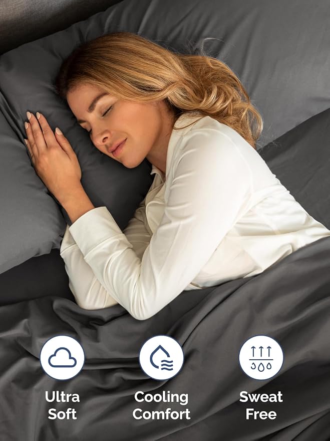 Extra Deep Cal King Sheet Set - 6 Piece Breathable and Cooling Sheets - Hotel Luxury Bedding for Women, Men, Kids & Teens - Easy & Secure Fit - Soft and Wrinkle Free - Extra Deep Pockets - Charcoal