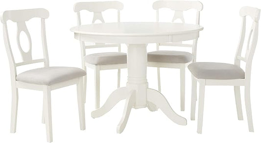 Angel Line 5 Piece Lindsey Dining Set, Off-White/Gray