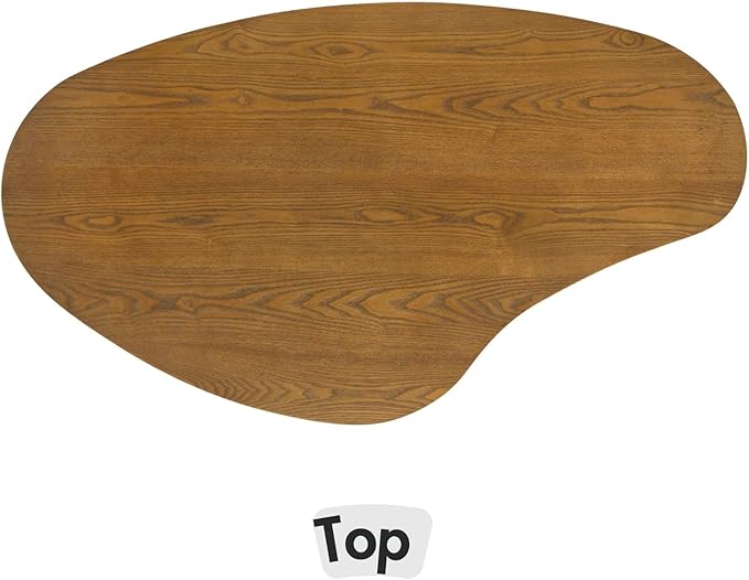Mid Century Modern Walnut Coffee Table 47.25 Inch for Living Room, Sturdy Wood Center Table with Irregular Mango Top and Fluted Legs for Small Apartment