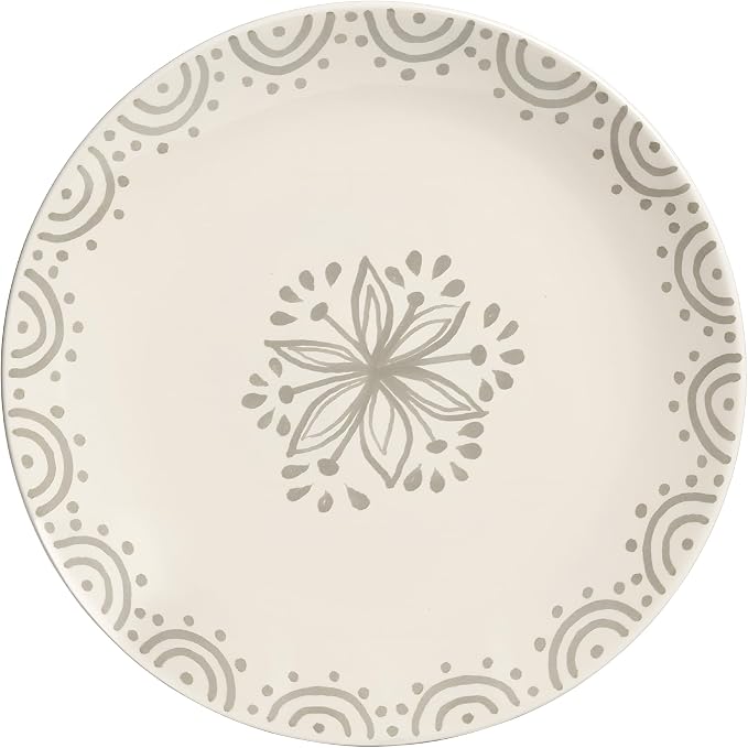 Sango 12-Piece Speckled Stoneware Dinnerware Set for 4- Glossy Plates and Bowls Set with Hand-Painted Floral Pattern, Rustic Ceramic Dish Set, Elegant Dishes for Everyday Dining, Siterra Glazed Garden
