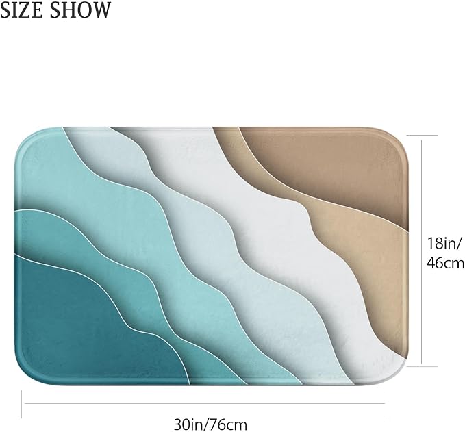 Britimes Bath Mat for Bathroom Abstract Beach Washable Floor Rug Carpets Floor Mat Bathroom Decorations 18x30 inches for Kitchen Bedroom Indoor