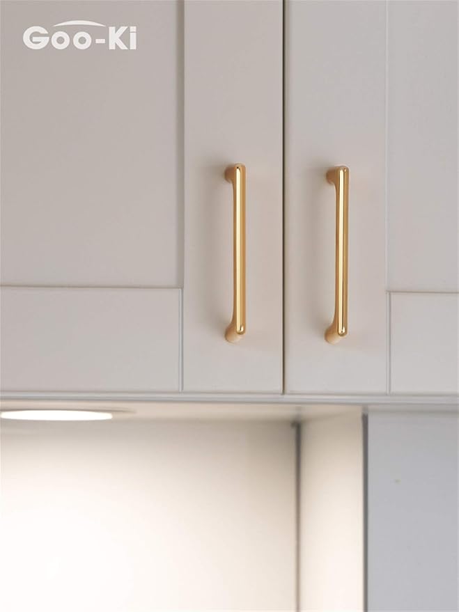 Goo-Ki Shinging Gold Cabinet Pulls with 7.6''(192mm) Hole Centers,Modern Style Zinc Alloy Cabinet Handles for Dresser,Wardrobe,Cupboard- 6 Pack
