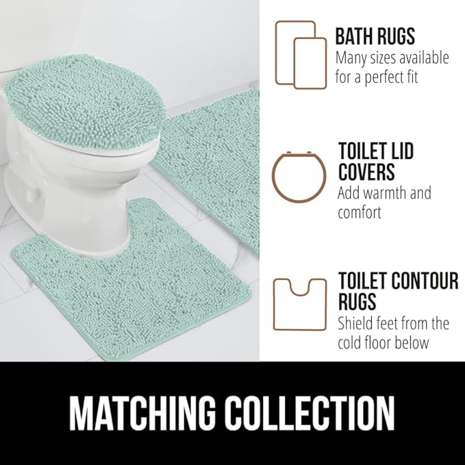 GORILLA GRIP Bath Rug Mat, Thick Soft Absorbent Chenille, Quick Dry Microfiber Mats, Rubber Backing Washable Shower Floor Rugs, US Designed Bathroom Bathmat Home Decor Accessories, 24x17, Seablue