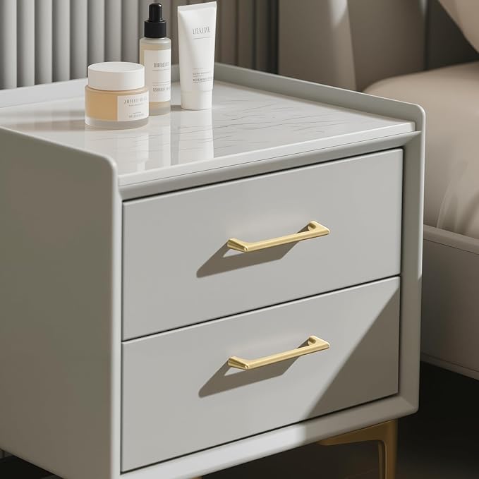 Lardmon 10 Pack Brushed Gold Modern Cabinet Pulls 3 Inch(76mm) Hole Center Timeless Drawer Pulls Vanity Pulls Classic Solid Kitchen Cabinet Handles Hardware for Dresser, 3.4 Inch(86mm) Total Length