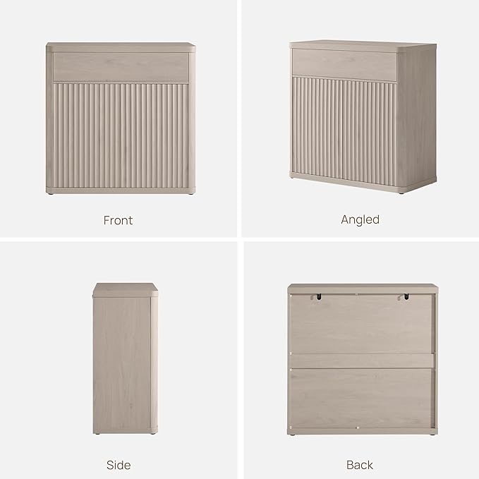 SICOTAS Buffet Cabinet with Storage - Accent Fluted Storage Cabinet with 2 Doors & 1 Drawer 34.6" Wide Modern Sideboard Credenza Large Buffet Table for Living Room Kitchen Dining Room Entryway Office