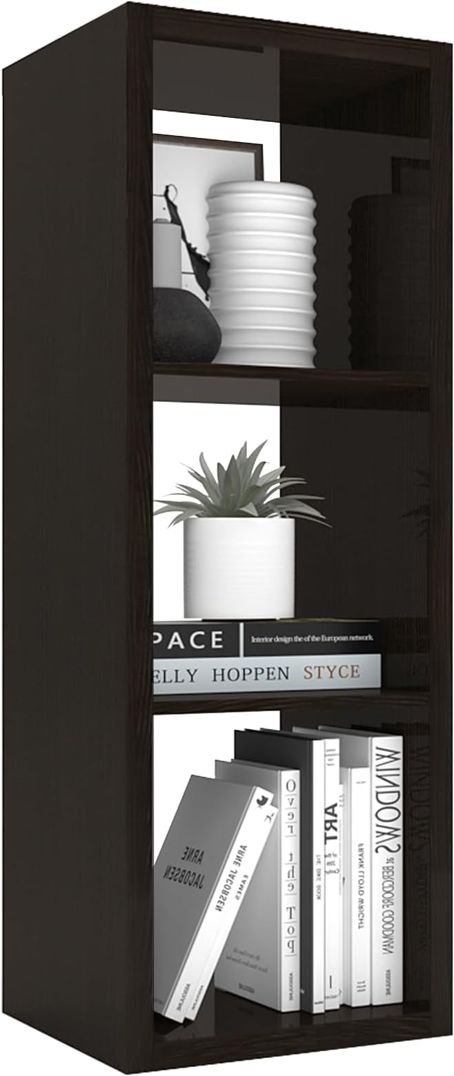 Endearing Limons【2026 Wooden Thick Border 3 Cube Shelf Storage Organizer with Anti-Tipping Kits + Reversible Open Back Bookcase (11 x 11 Unit Cell Chocolate)