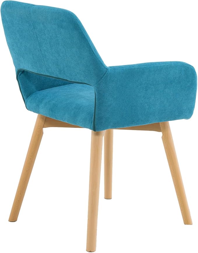 Mid Century Modern Dining Chairs Set of 2 & 4 & 6 Comfy Accent Chair Upholstered Kitchen Dining Living Room Chairs for Bedrooms Waiting Room Home Arm Desk Chair No Wheels (Teal, 2)