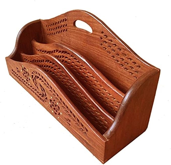 Wooden Desk Organizer - Handmade Desk Accessories for Home and Office - Elegant Storage Solution for Pens, Notepads, and more Office supplies for Table