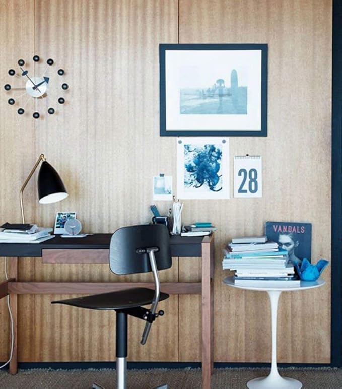 SHISEDECO Mid Century Retro Design Painted Solid Wood Non Ticking Decorative Modern Silent Wall Clocks for Home, Kitchen, Living Room, Office etc. (Ball Clock in Black)