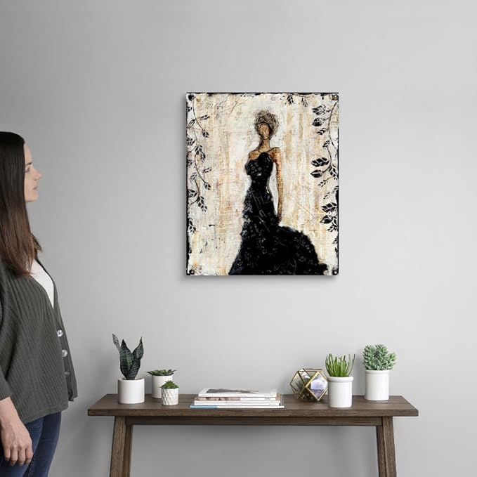 CANVAS ON DEMAND Dark Beauty Silver Float Framed Canvas Wall Art Print by Erin Ashley, Abstract, Contemporary, Figurative, Glam, Home Decor, Woman, Trendy Artwork,20" x24in