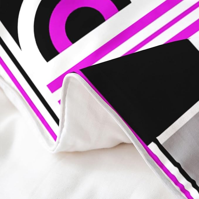 Erosebridal Art Deco Mid Century Duvet Cover Set Retro Modern Abstract Geometric 100% Cotton Comforter Cover Black and White Purple Circles Stripes King Bedding Set, Contemporary Bed Sets