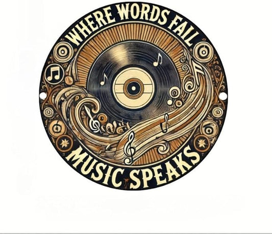 Vintage Record-Inspired Circular Decor Sign - Ideal for Home, Bar, Cafe & Garage Ambiance | Wood Fiberboard Music Festival Wall Art