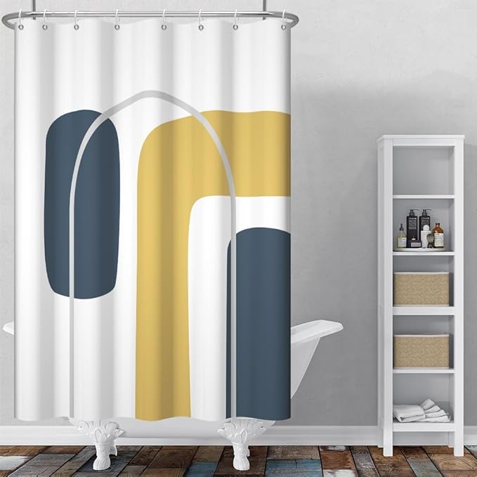 Boho Abstract Shower Curtain for Bathroom Modern Minimalist Neutral Bathroom Decor Simple Geometric Arch Aesthetic Bathtub Curtains Machine Washable Waterproof Polyester Fabric with Hooks 48x72 Inch