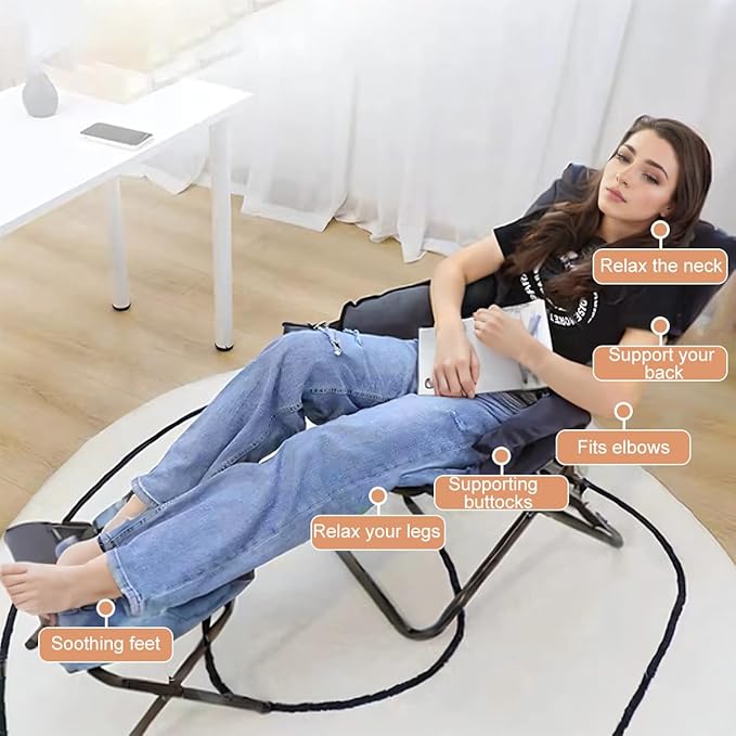 Lazy Chair with Ottoman, Folding Lounge Reclining Sofa Chair with Armrest Modern Comfy Lounge Chair with Side Pocket Leisure Chair for Bedroom, Living Room, Office, and Balcony, Grey