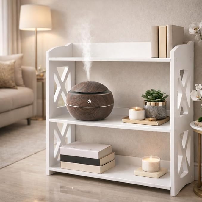 White Bookshelf, Small Bookshelf for Small Spaces, White Bookcase for Bedroom, Small Book Shelf Bedroom, Living Room and Office (White, 3 Tier)
