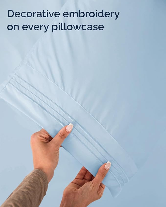 Twin Size 3 Piece Sheet Set - Comfy Breathable & Cooling Sheets - Hotel Luxury Bed Sheets for Women & Men - Deep Pockets, Easy-Fit, Extra Soft & Wrinkle Free Sheets - Sky Blue Oeko-Tex Bed Sheet Set
