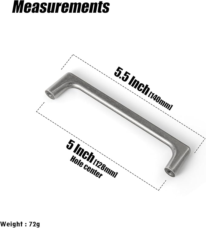 Goo-Ki Antique Silver Cabinet Pullls with 5 ''（128mm Hole Centers- Retro Style Zinc Alloy Cabinet Handles for Dresser,Wardrobe,Cupboard-6 Pack