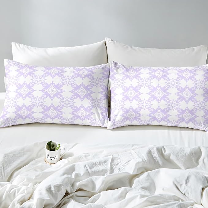 Purple Geometric Floral Duvet Cover Toddler for Kids Boys Girls,Classical Damask Flower Comforter Cover,Retro Vintage Art Bedding Set,Mid Century Aesthetic Bed Set with 1 Pillowcase Bedroom Decor