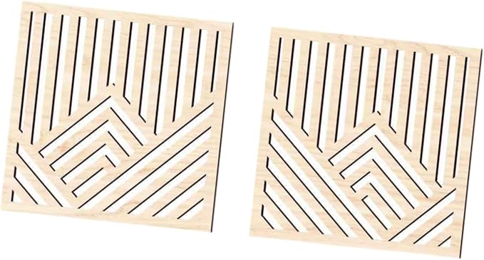 2Pcs Geometric Wood Wall Art Boho Abstract Wall Decor Wood Abstract Wall Panels for Bedroom Home Office Decoration, Maple Color