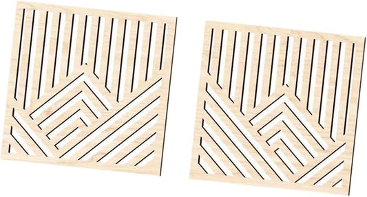 2Pcs Geometric Wood Wall Art Boho Abstract Wall Decor Wood Abstract Wall Panels for Bedroom Home Office Decoration, Maple Color