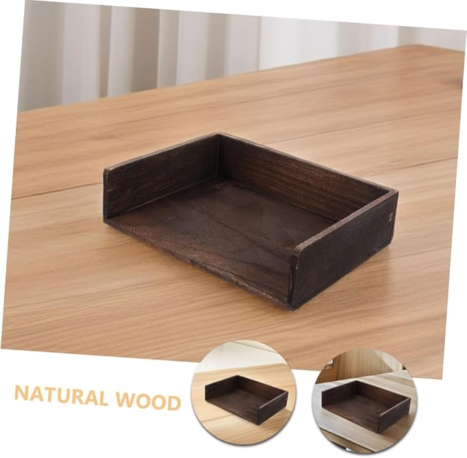 VILLCASE 2pcs Vintage Solid Wood Desk Organizer Desktop Storage Shelf for Office Supplies Books Sturdy Natural Wood Finish Elegant Storage for Home Study Room
