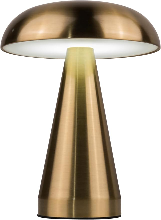 Craftmade - Marta 8.25 in. Brass Finish 1-Light Integrated LED, 2700/4500/6000K CCT 3-Way Touch Rechargeable Table Lamp with Shade