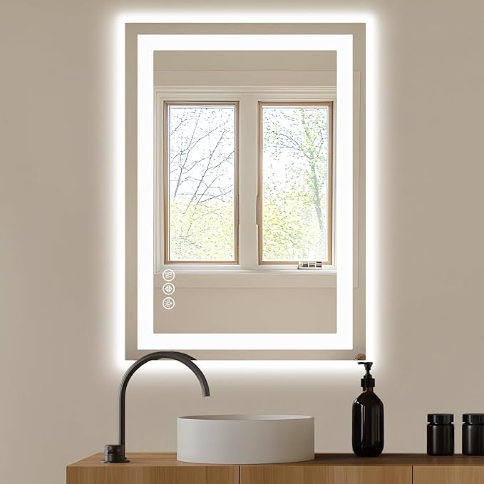 NEWBULIG Wall Mirror, Bathroom Mirror for Over Sink, Matte Metal Framed Vanity Mirror, Wall Decor for Bedroom, Tempered Glass