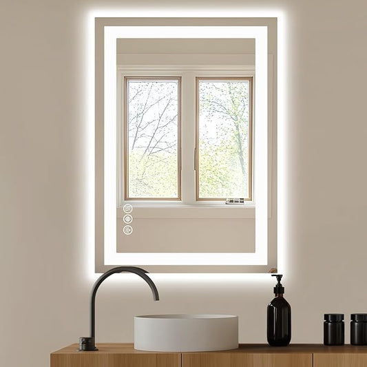 NEWBULIG Wall Mirror, Bathroom Mirror for Over Sink, Matte Metal Framed Vanity Mirror, Wall Decor for Bedroom, Tempered Glass