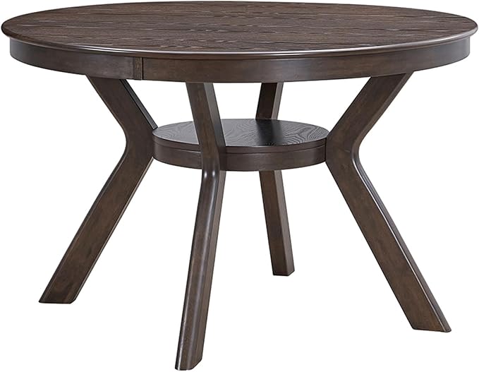 JUSTONE 47.2''Round Dining Table for 4,Modern Kitchen Table Wooden Trestle Pedestal Base,Minimalist Elegant Dining Table for Living Room, Dining Room,Small Space(φ47.2"x29.9"H,Brown)