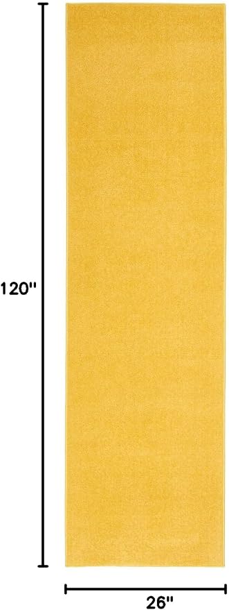 Nourison Home Nourison Essentials Yellow 2'2" x 10' Area Rug - Easy Clean, Non Shedding, Bed Room, Living Room, Dining Room, Kitchen (10' Runner)