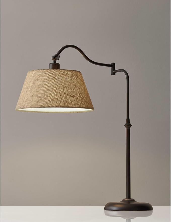 HomeRoots Dark Bronze Metal Swing Arm Adjustable Table Lamp