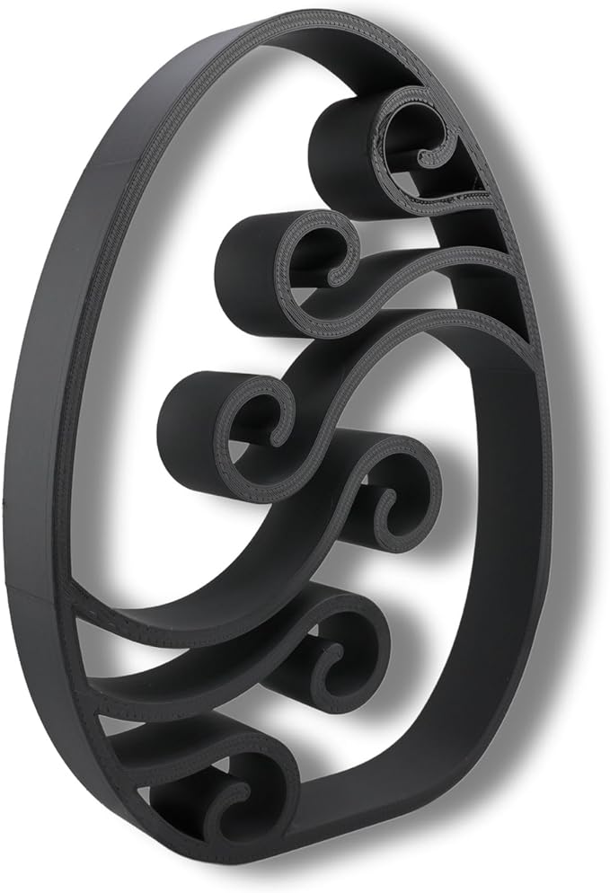 Easter Egg Sculpture – Minimalist Decorative Accent for Spring & Year-Round Home Decor | Collectible Design | Modern Holiday Display (Abstract Waves Matte Black)