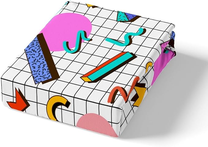 Memphis Duvet Cover Set King Size, Retro 80s or 90s Geometric Fashion Style Comforter Cover with 2 Pillowcases, Vintage Hip Hop Bedding Set for Kids Boy Girls Lightweight Bedspread Cover,No Comforter