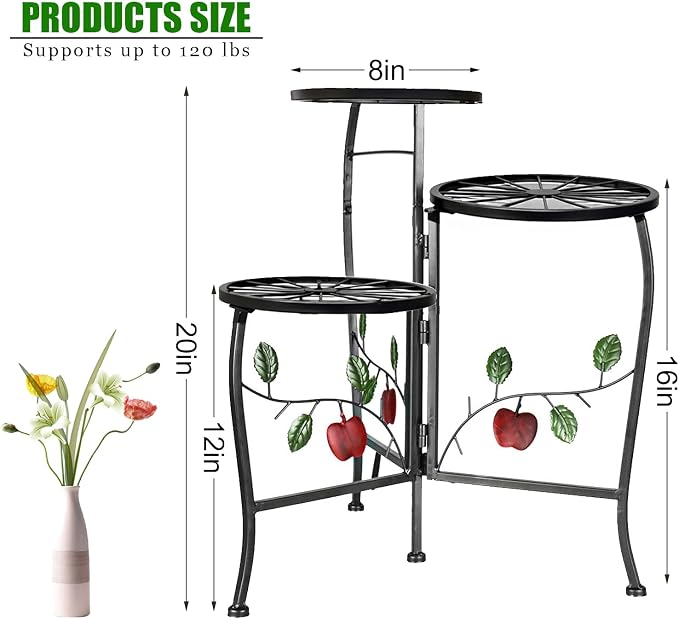 3 Tier Metal Plant Stand Indoor Outdoor Fold Waterproof Flower Plant Fit For Garden Balcony Patio Living Room Balcony Office Yard