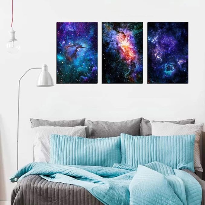 arteWOODS Canvas Wall Art Outer Space Fantastic Artwork Nebula Galaxy Canvas Art Contemporary Artwork Picture Prints for Home Wall Decor 16" x 24" x 3 Panels