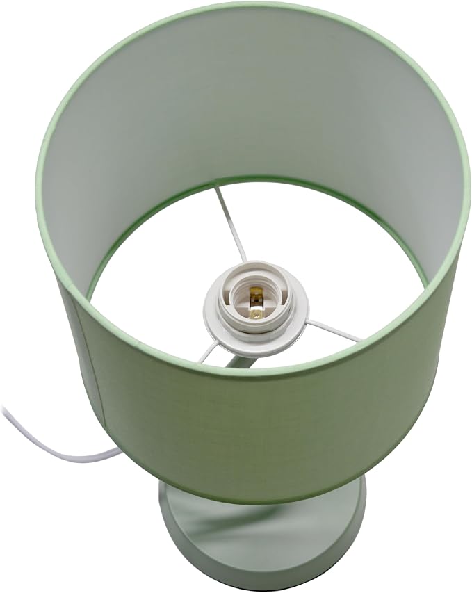 Simple Designs LT1172-GRN 17.13" Metal and Modern Abstract Table Lamp with Drum Fabric Shade, Bedroom, Office, Living Room, Dorm, Side Table, Green