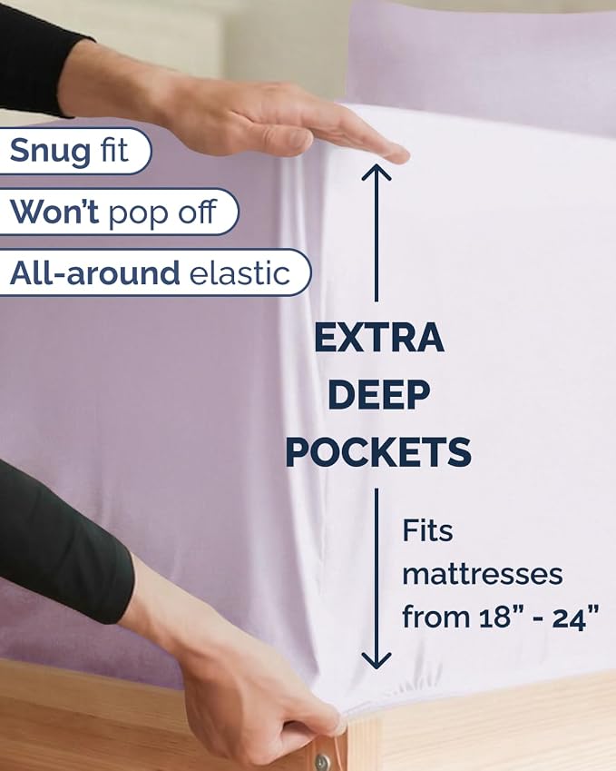 Extra Deep Twin XL Sheet Set - 4 Piece College Dorm Bed Sheets Set with Extra Deep Pockets - Ultra-Soft, Comfy & Breathable Bedding for Women, Men, Kids & Teens - Wrinkle & Fade Free - Light Lavender