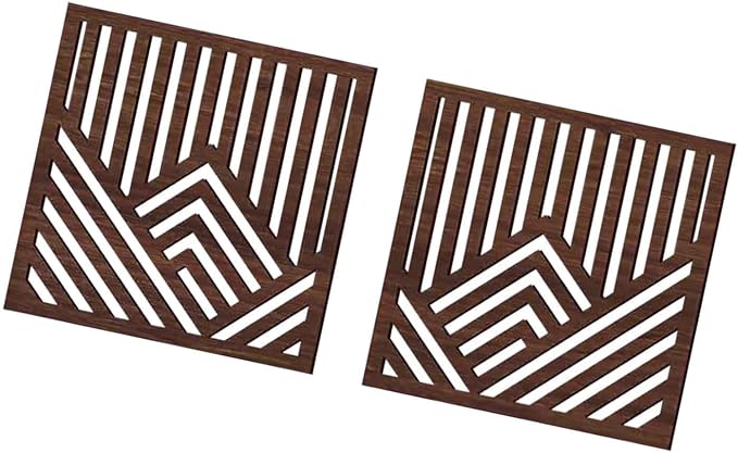 2Pcs Geometric Wood Wall Art Boho Abstract Wall Decor Wood Abstract Wall Panels for Bedroom Home Office Decoration, Walnut Color
