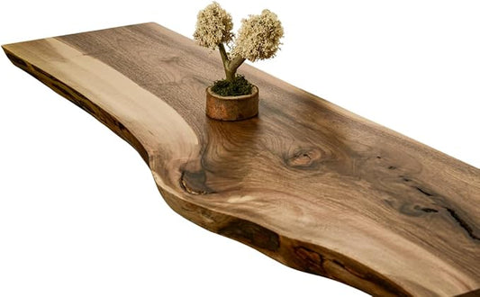 EccaShelf - Floating Walnut Fireplace Mantle, Live Edge Wood Mantel Shelf, Floating Fireplace Shelf, Rustic Mantelpiece, Rustic Mantel (37'' x 8'')